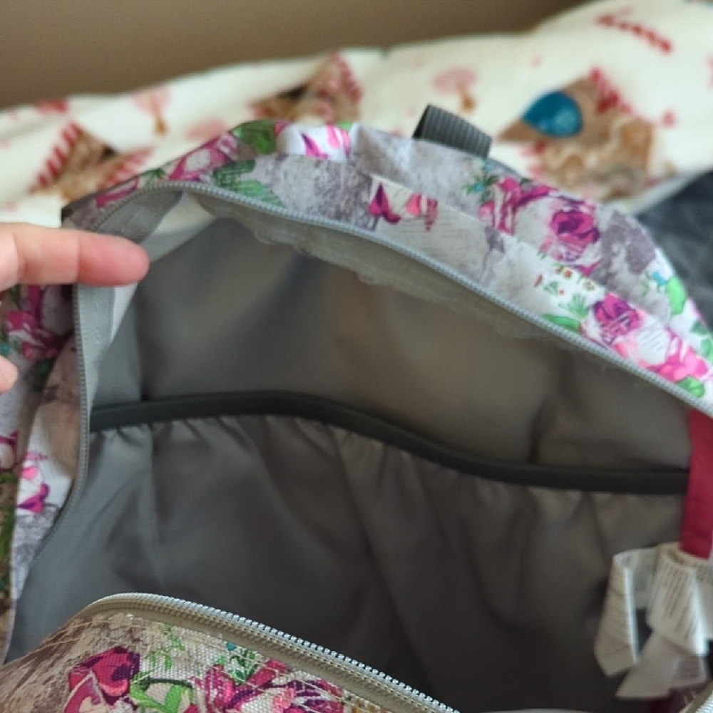 Jansport Floral Gray and Brown Backpack - Picture 2 of 6